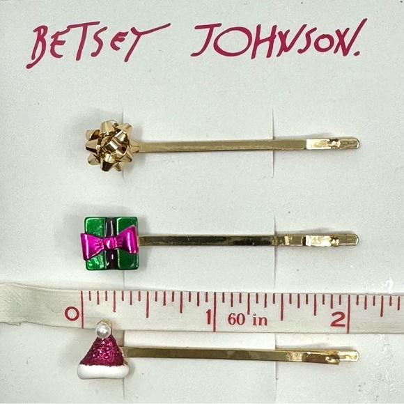 Betsey Johnson ‘Pink XMAS’ Hair Comb & Hair Pin Set NWT/HTF! - Picture 11 of 15